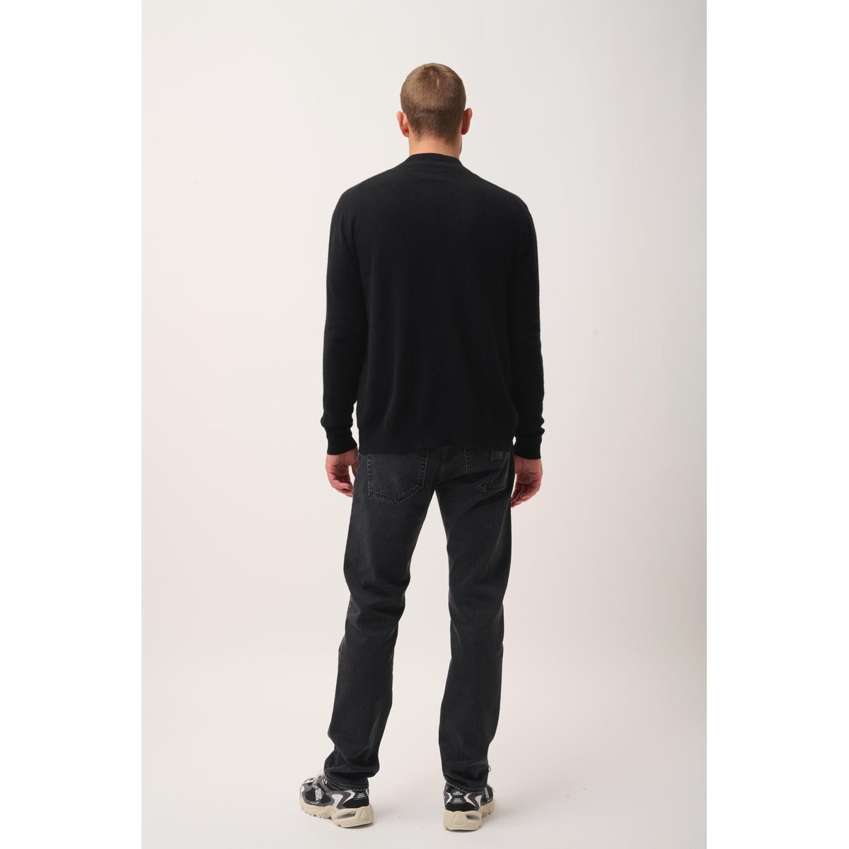 Gilet Zippé Col Montant Noir Alan noir, JUST CASHMERE