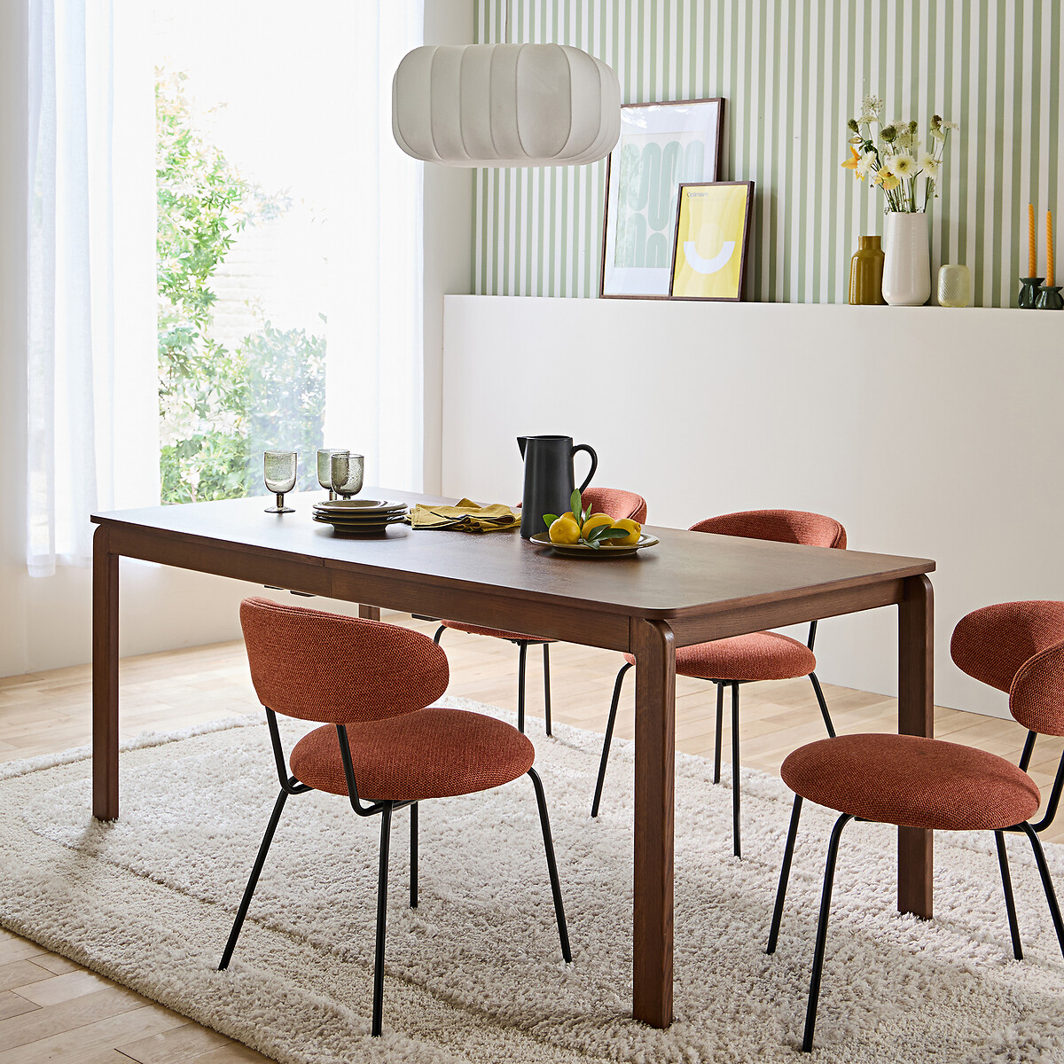 Table à manger, extensible, en plaqué noyer, 6 à 8 couverts, TALET coloris noyer, LA REDOUTE INTERIEURS
