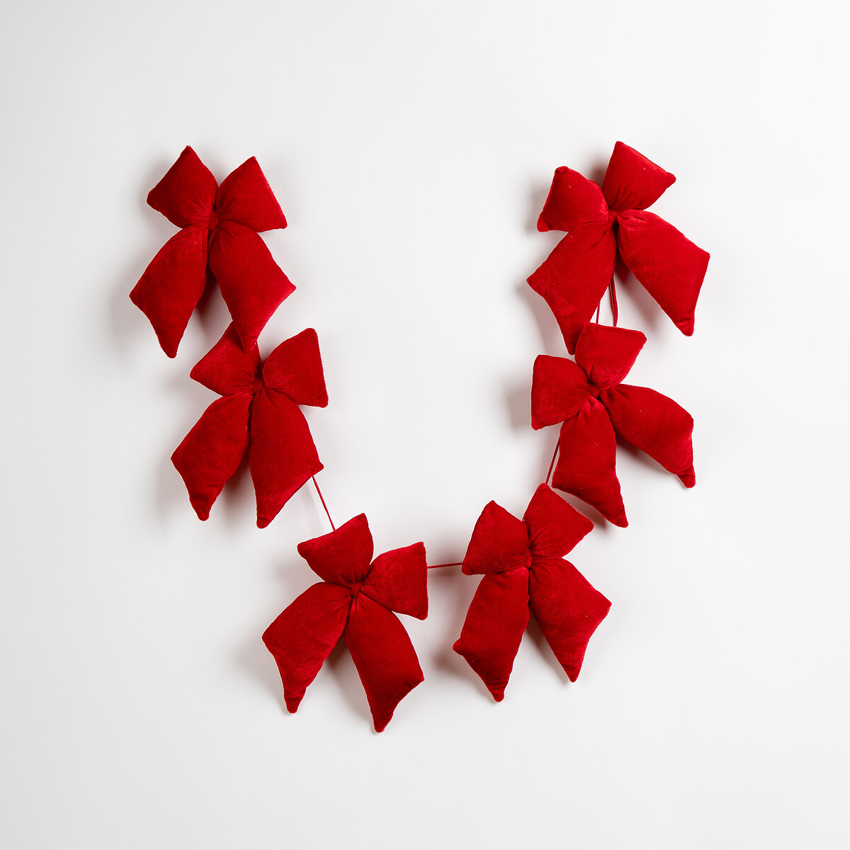 130cm Red Velvet Padded Bow Garland red, SO'HOME