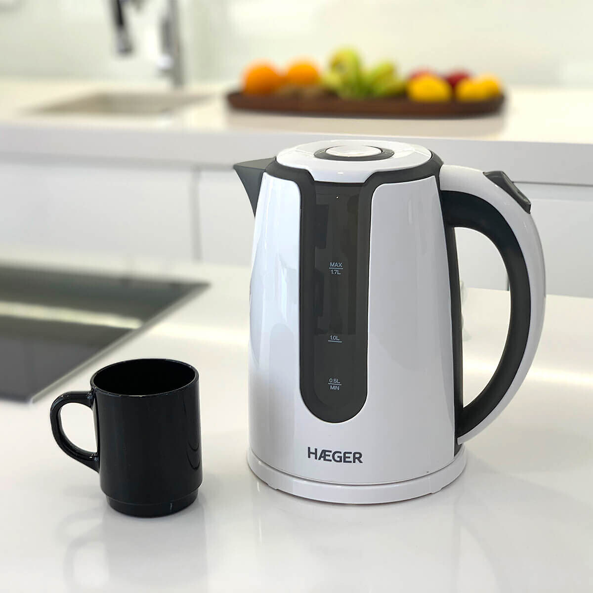 Jarro elétrico Hot Grey, HAEGER branco/cinzento, HAEGER