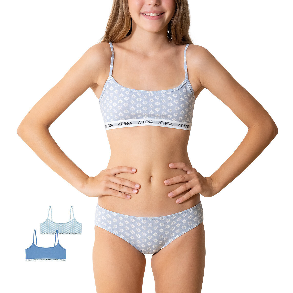 Set van 2 katoenen hemdjes, MY PETIT PRINT blauw+bedrukt, ATHENA