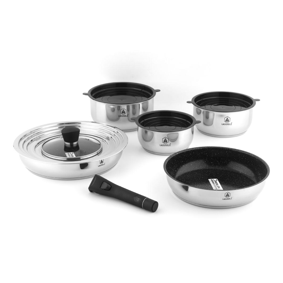 Set de 10 pièces amovible antiadhésif - "Réactif" couleur unique, LAGUIOLE CUISSON