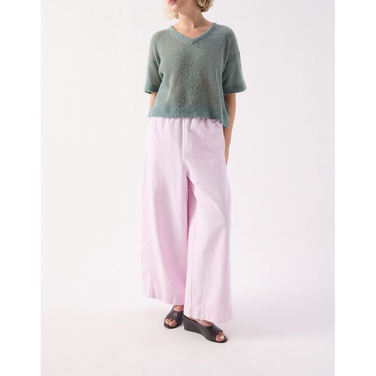 Pull manches courtes col V, BODYROW vert, AMERICAN VINTAGE