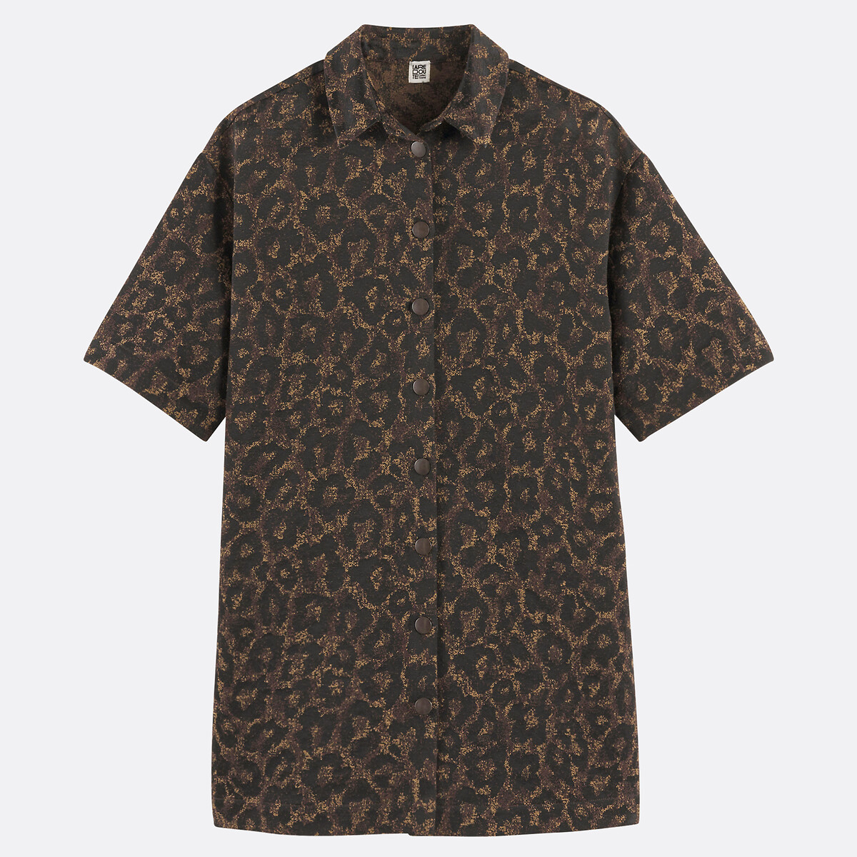 Signature Sara Loose-Fitting Short Jacquard Dress in Leopard Print leopard print, LA REDOUTE COLLECTIONS