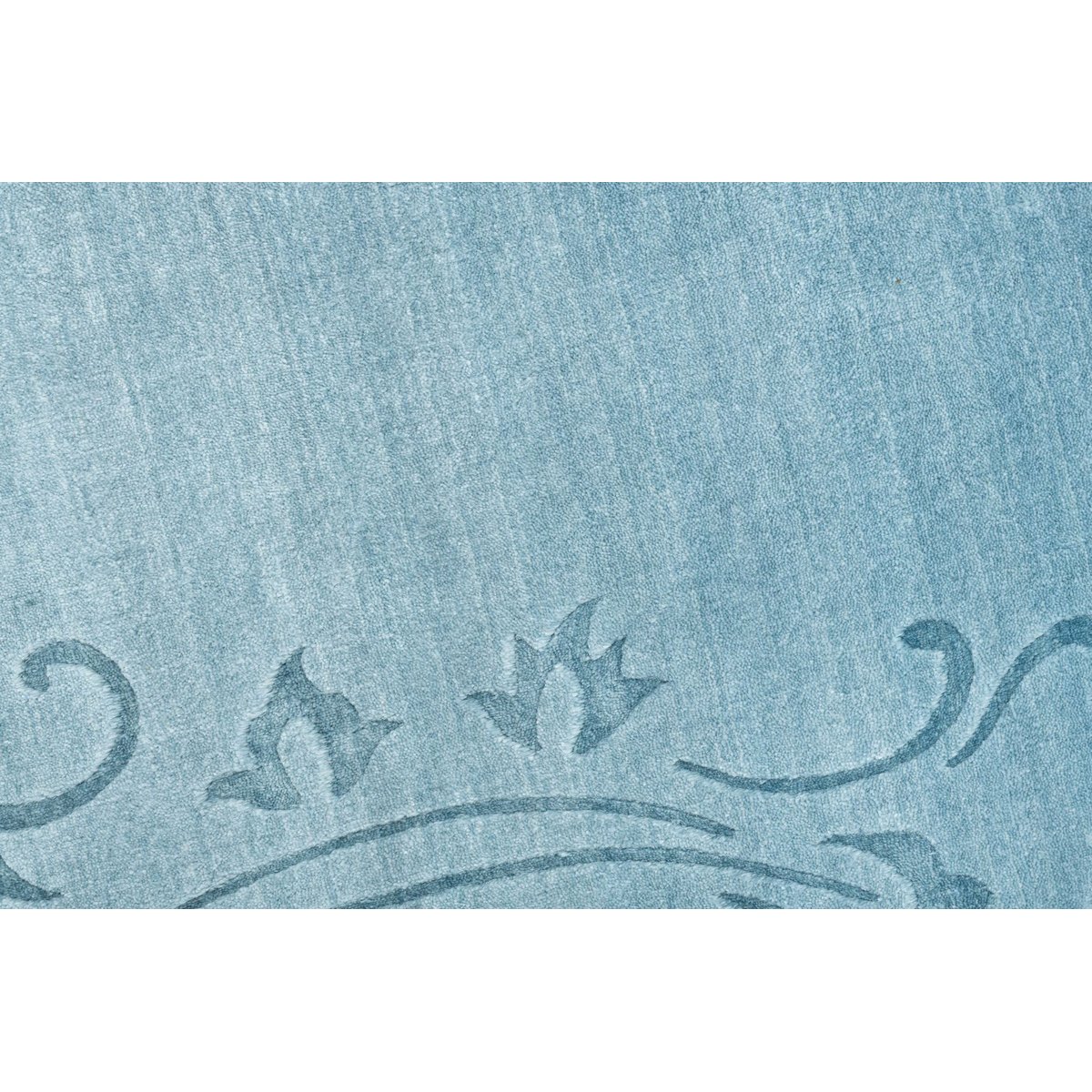 Tapis salon Ewa, noué main, à franges turquoise, THEKO