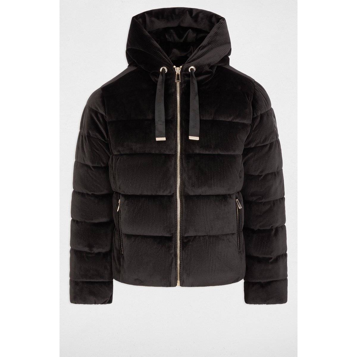Doudoune courte velours noir, MORGAN