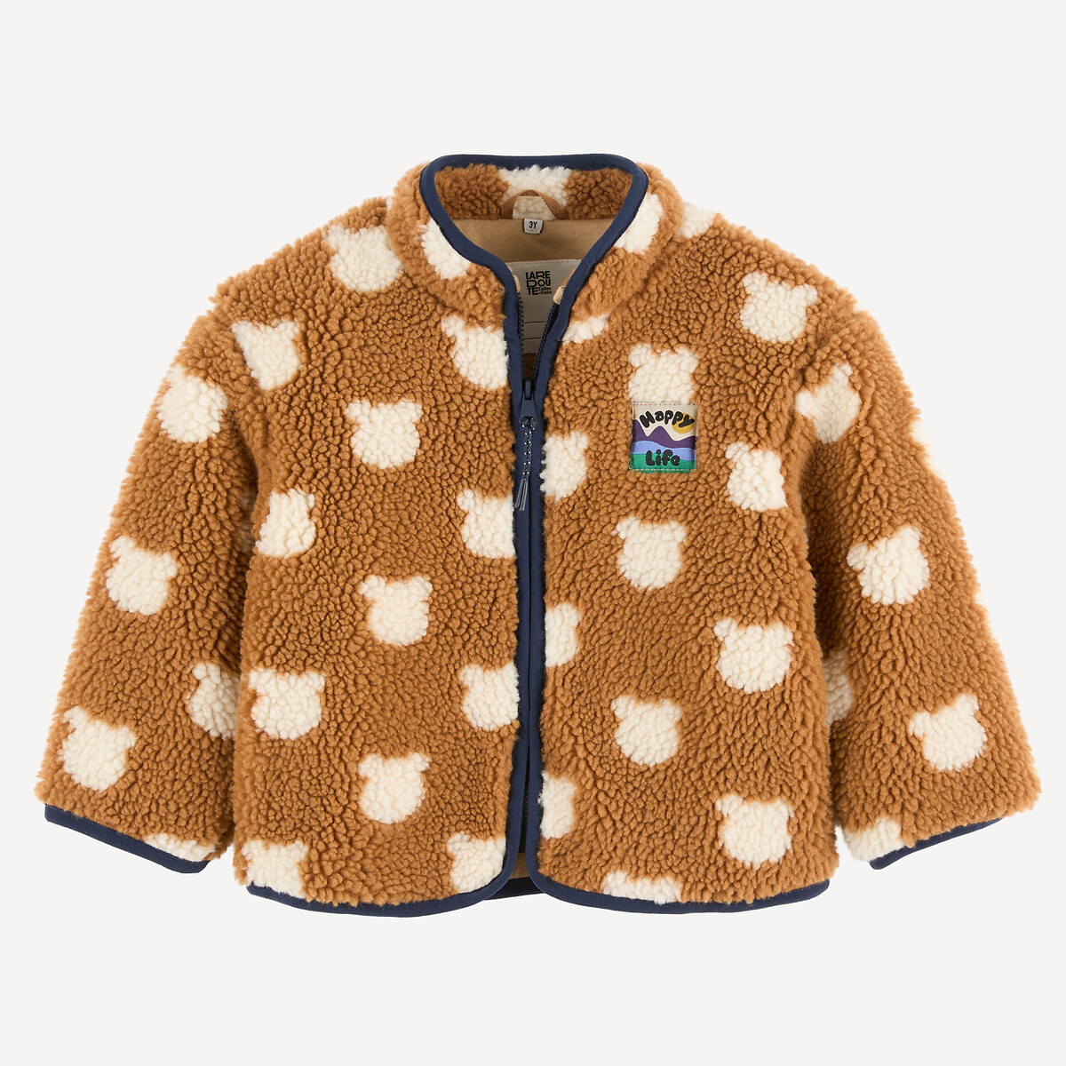 Gilet col montant, en sherpa, motif animalier imprimé camel, LA REDOUTE COLLECTIONS