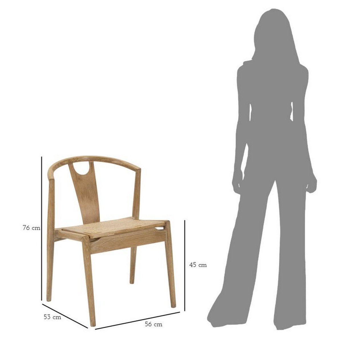 Lot de 2 chaises en bois et cannage - BOHO bois clair, MATHI DESIGN