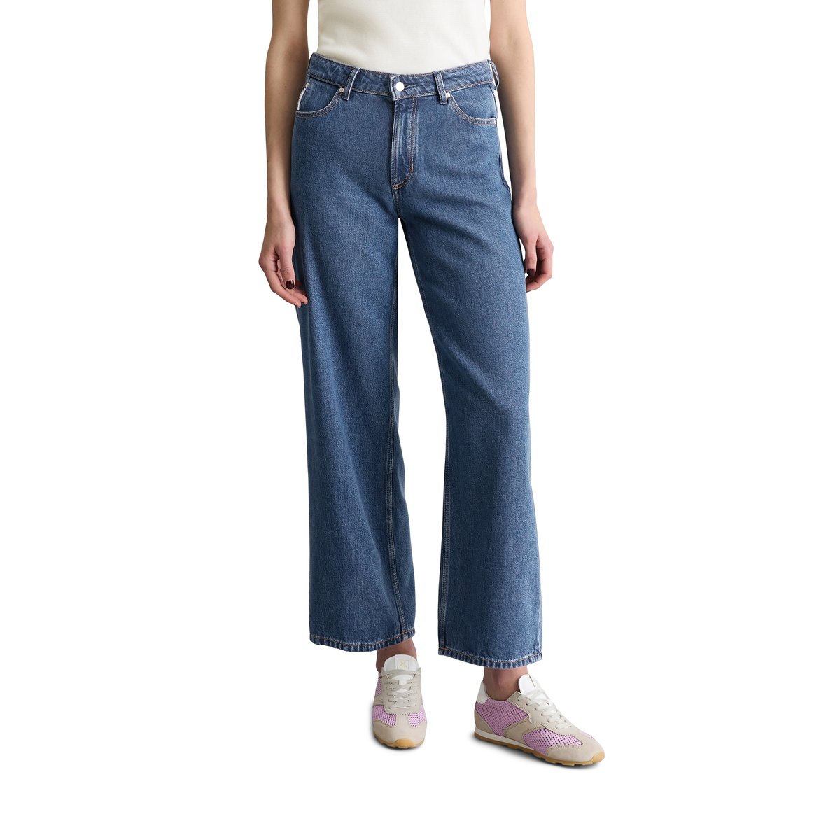 Jeans modèle Tomma wide cropped en mélange de lyocell sans stretch bleu moyen, MARC O’POLO DENIM