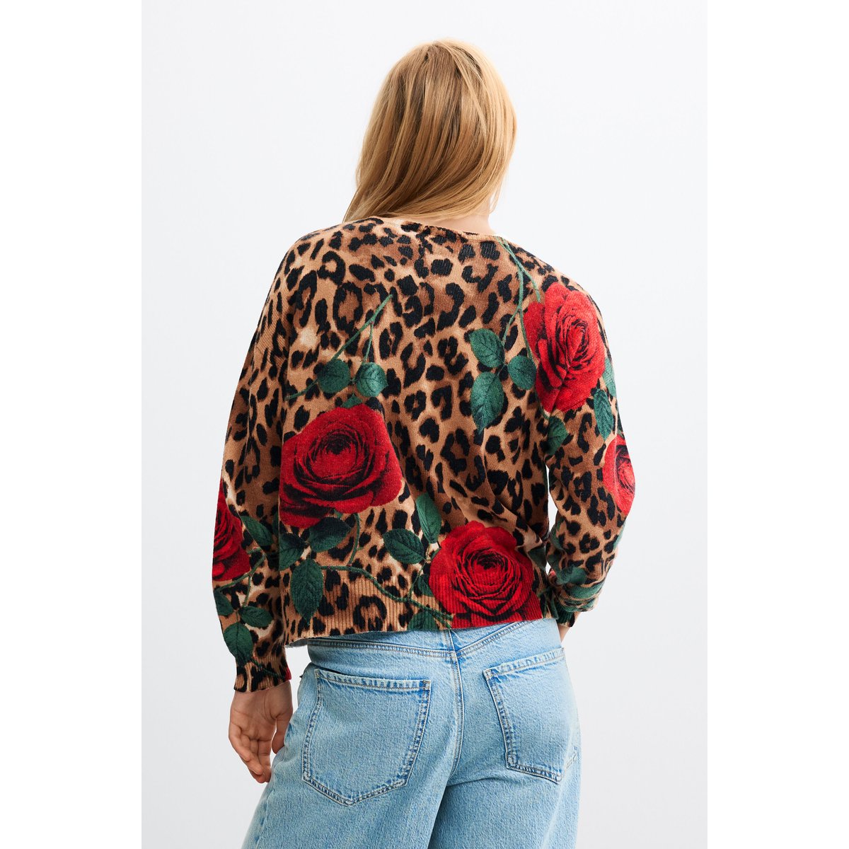 pull rose en grosse maille marron, DESIGUAL