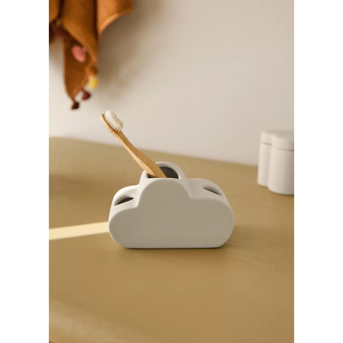 Porte-brosse à dents en grès en forme de nuage sable, MANGO HOME