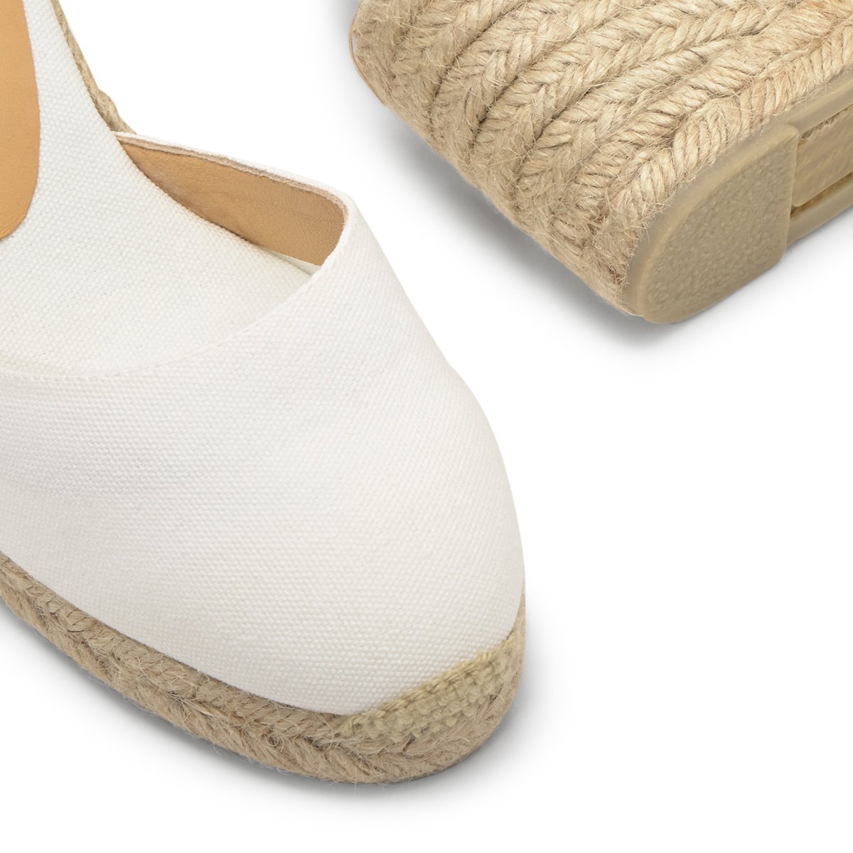 Espadrilles compensées à bride cheville et talon tressé CAROL PLATFORM blanc, CASTANER