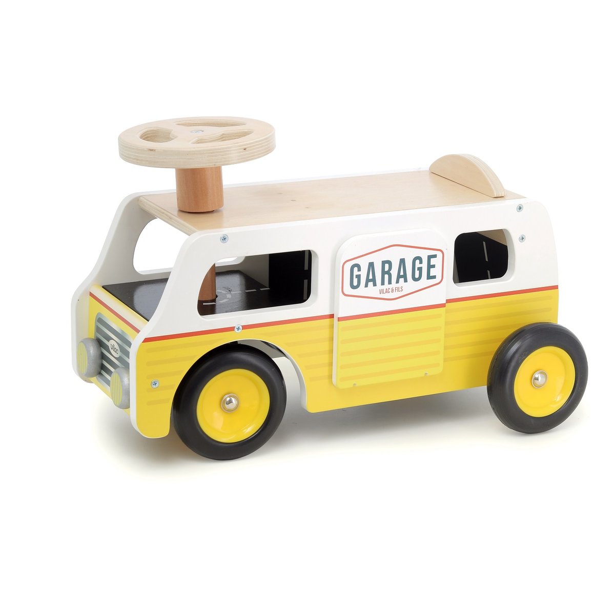 Porteur Van garage en bois jaune, VILAC
