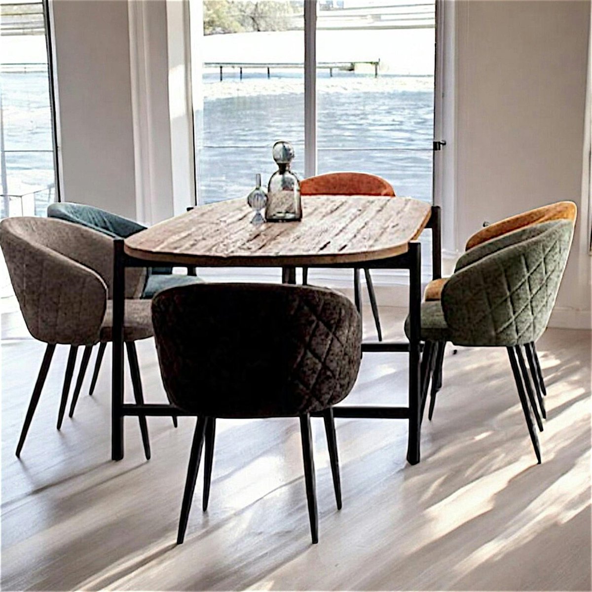 Table de repas teck recyclé bords arrondis 240 cm TRANI bois naturel, PIER IMPORT