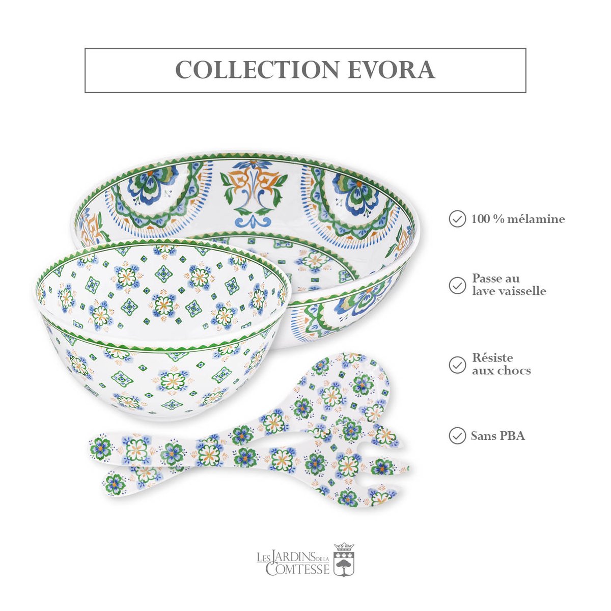 Couverts à salade Evora 33 cm autres, LES JARDINS DE LA COMTESSE