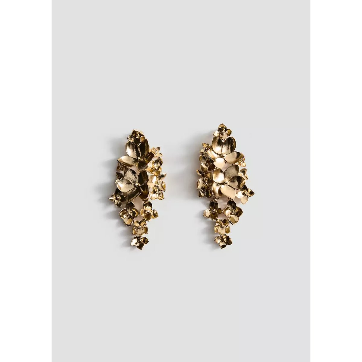 Boucles d'oreilles pendantes fleurs or, MANGO