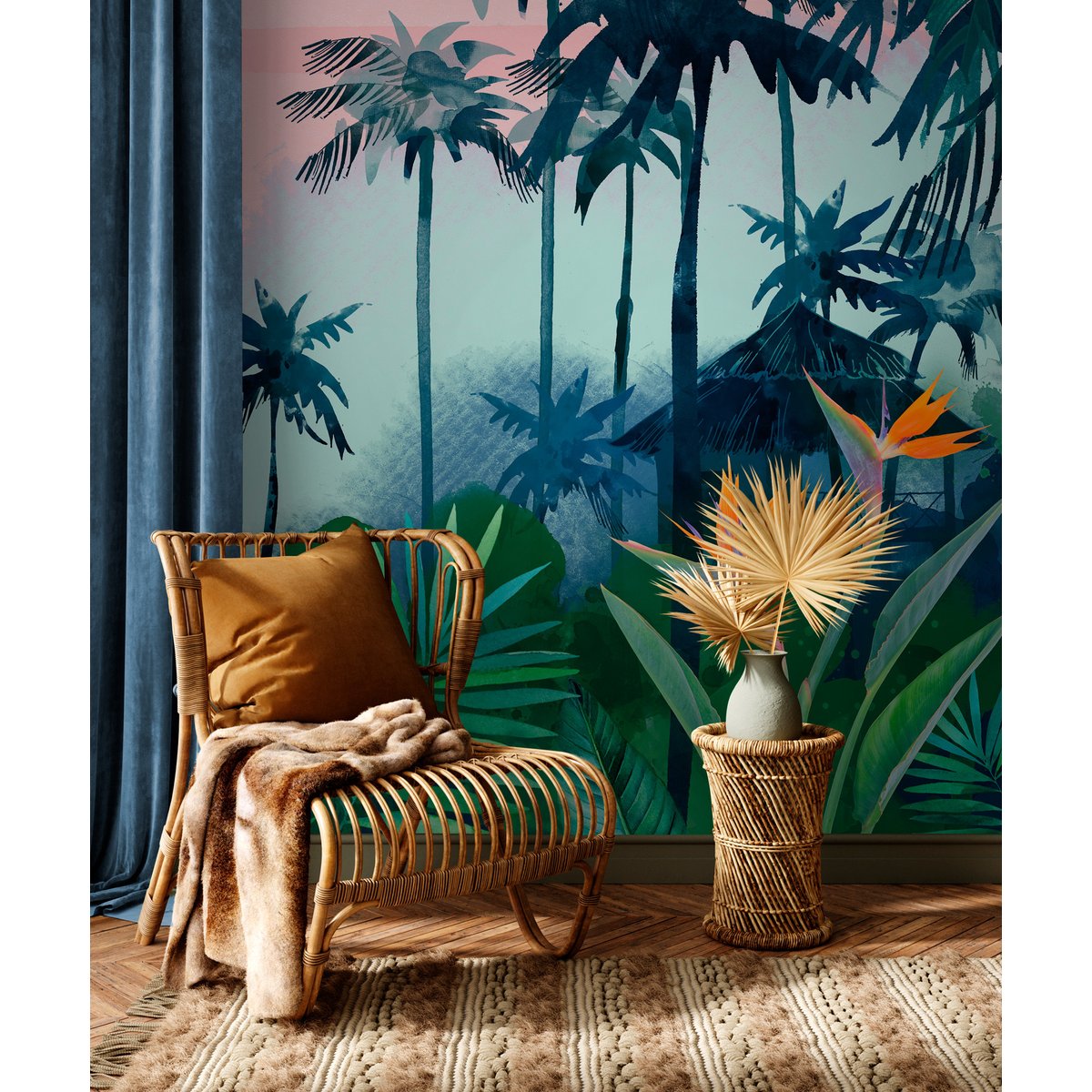 Papier peint panoramique TROPICAL MOOD multicolore, LE PAPIERS DE NINON
