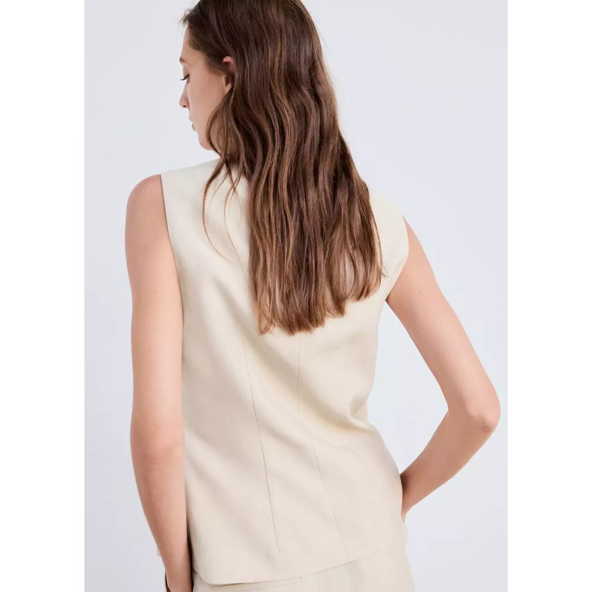 Top en lyocell avec col foulard gris clair/pastel, MANGO