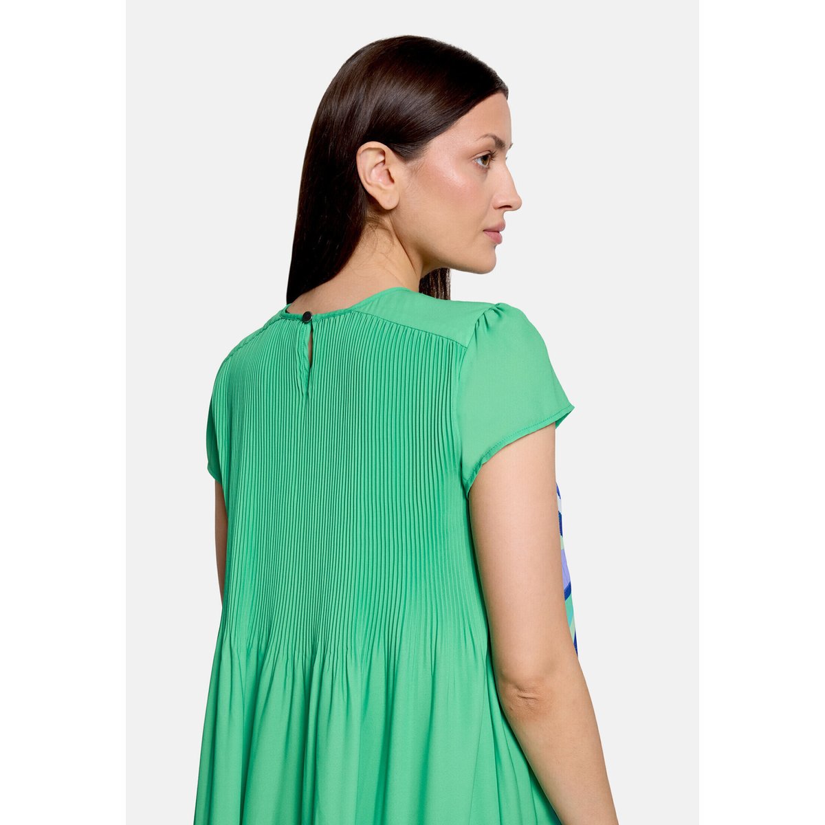 Robe plissée manches courtes green/cream, BETTY BARCLAY