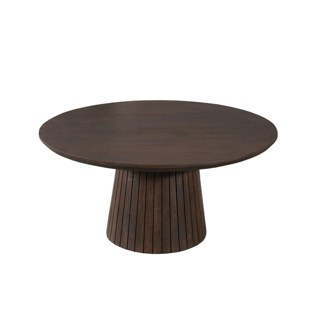 Table basse ronde bois marron à pied rainuré Ø80 cm CALERO marron, PIER IMPORT