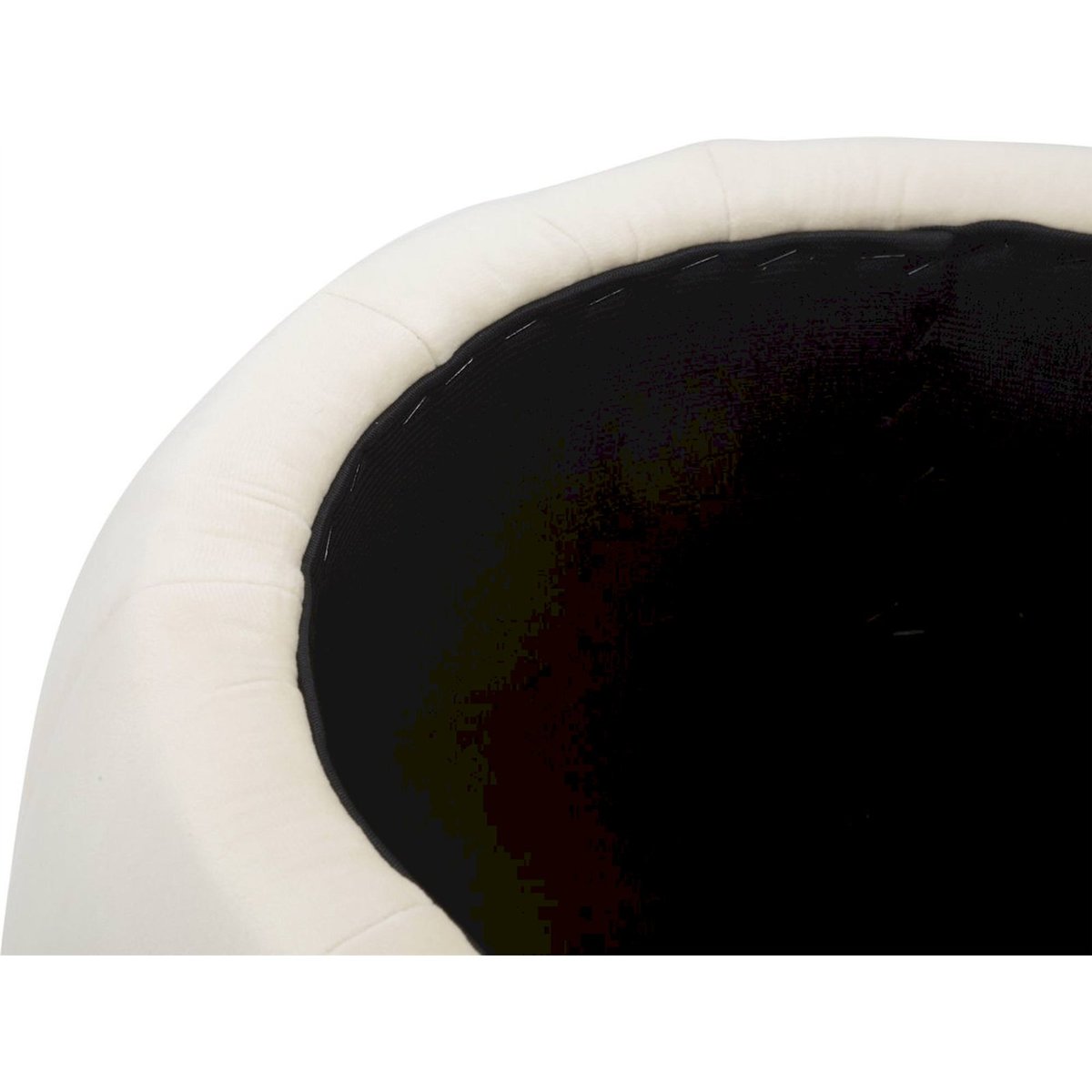Pouf coffre en velours socle en métal GLAM crème et or, RECOLLECTION