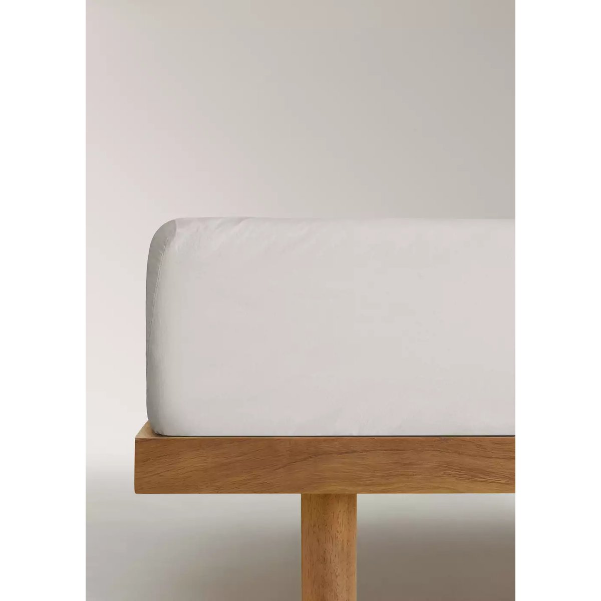 Drap-housse coton lavé lit 90 cm sable, MANGO HOME