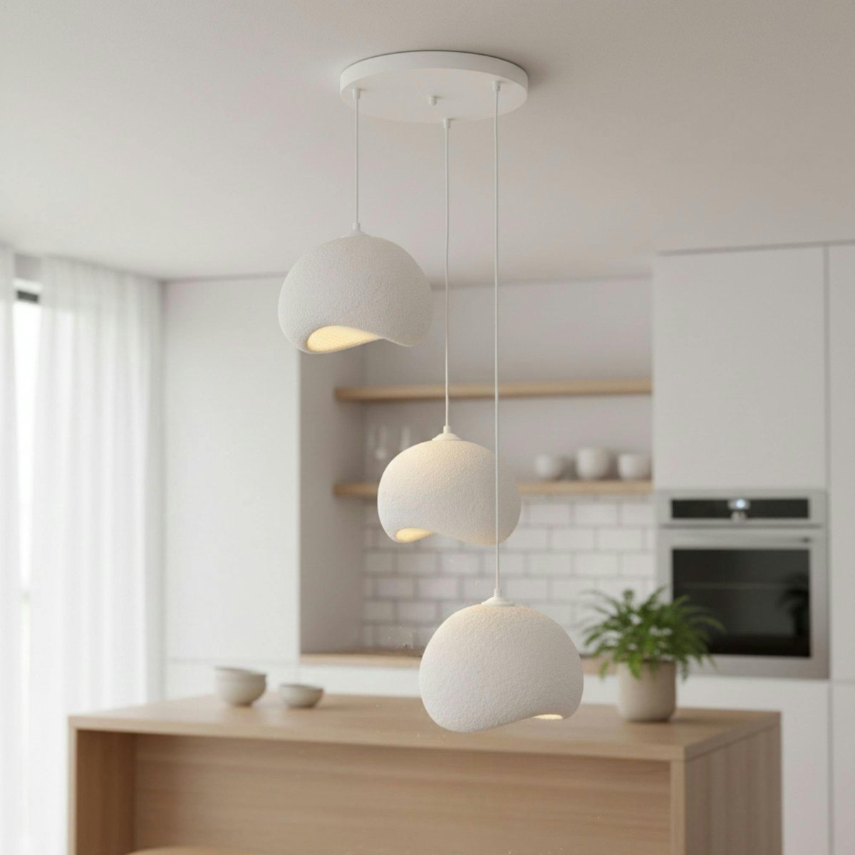 Suspension blanche étagée 3 lampes 55 cm NOXIS blanc, PIER IMPORT