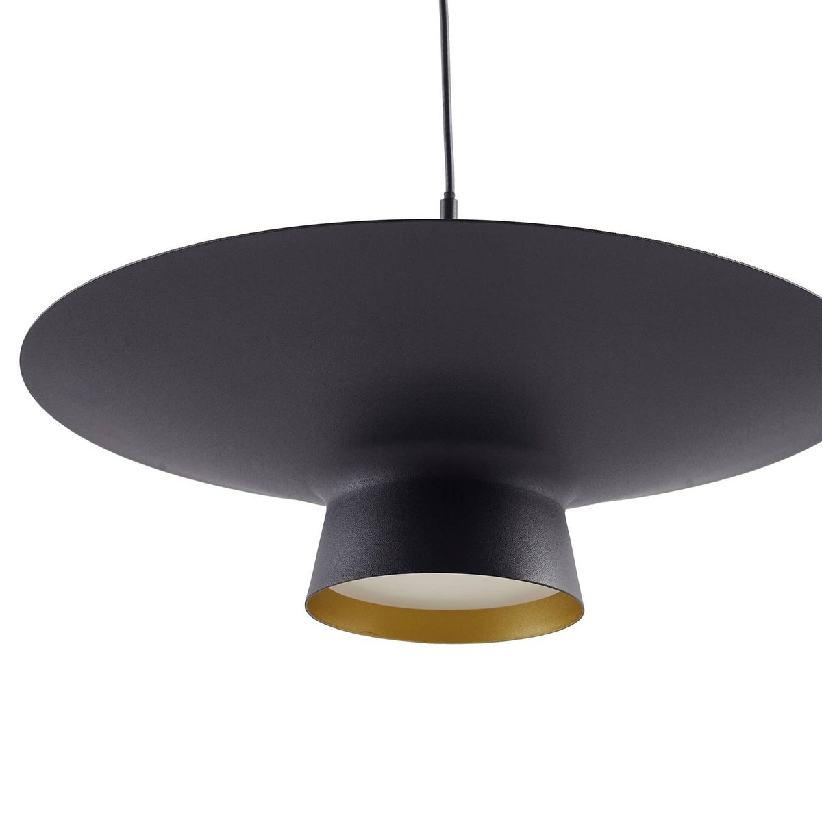 Suspension en métal moderneLED, Norvind noir sable, or, LINDBY