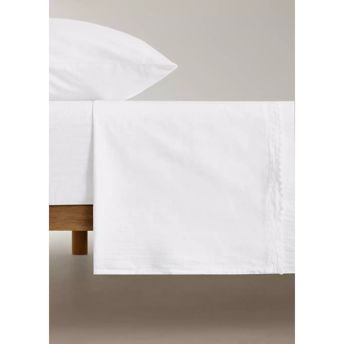 Drap plat enfant percale garment-wash Lit 90 cm blanc, MANGO HOME