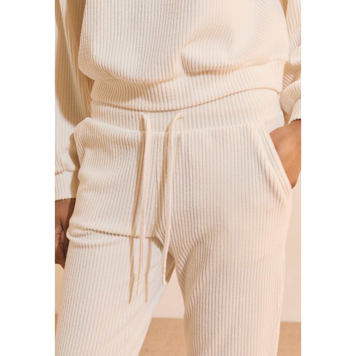 Pantalon de pyjama côtelé BASILE ecru, ETAM