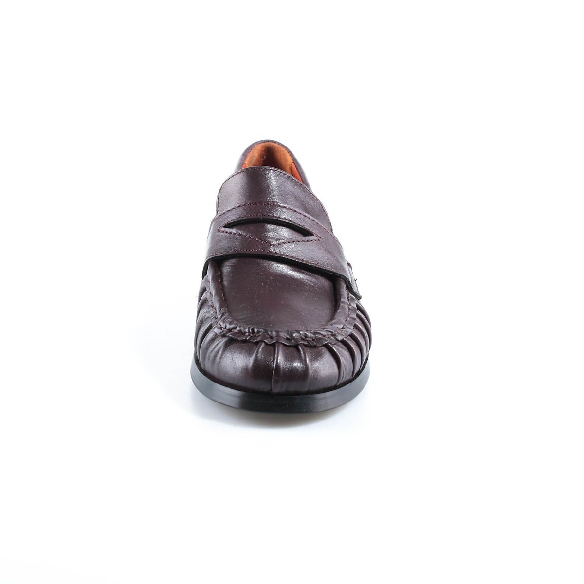 Pleated leather loafers burgundy, MJUS