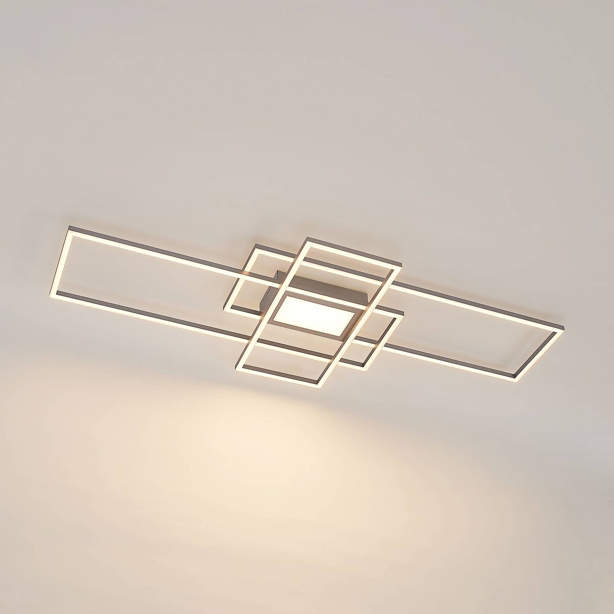Plafonnier en métal moderneLED, Caitilin nickel, LINDBY
