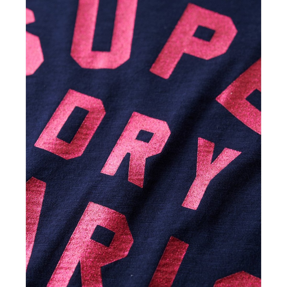 T-shirt décontracté avec logo pailleté bleu marine intense flammé, SUPERDRY