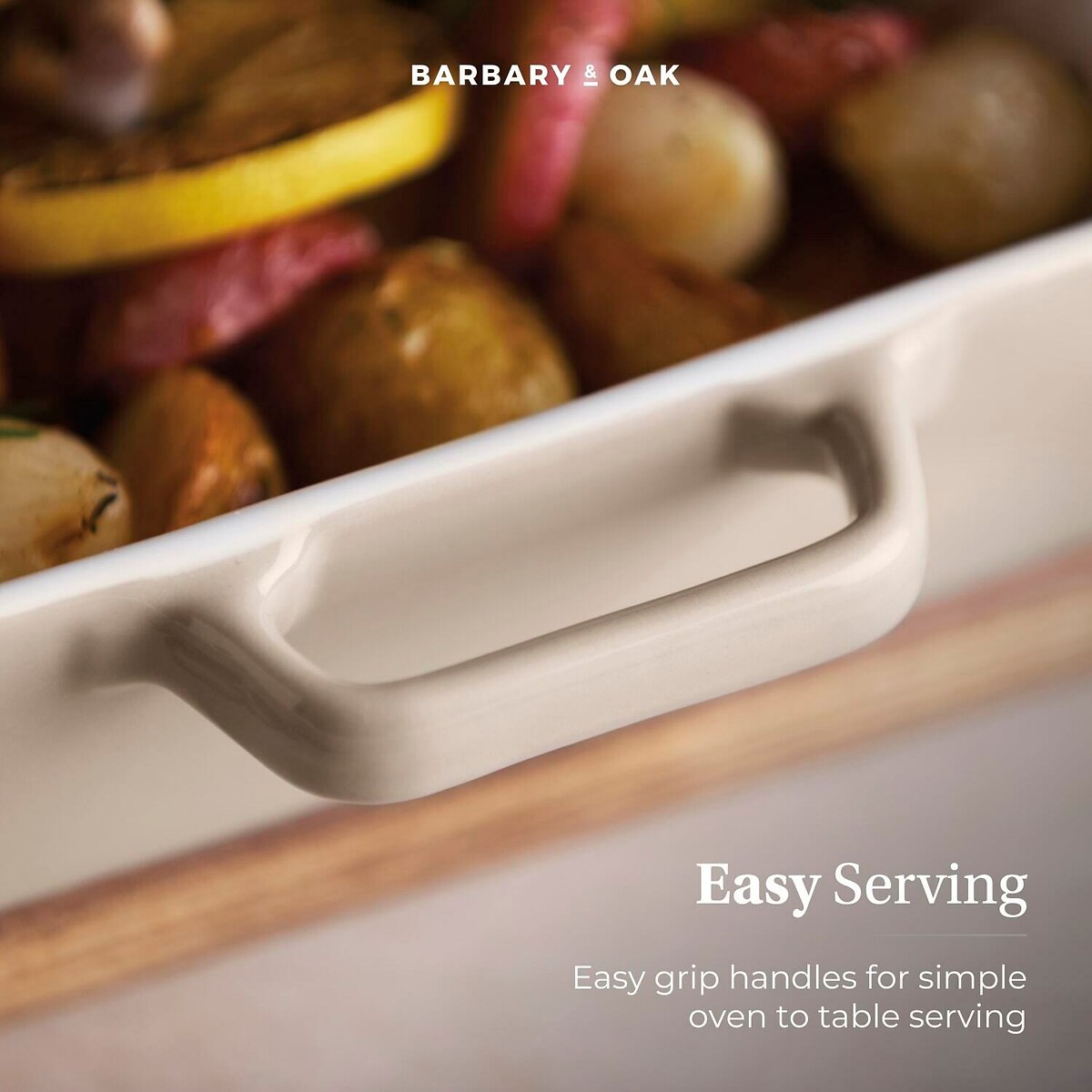 20cm Nattura Square Baking Dish taupe, BARBARY & OAK