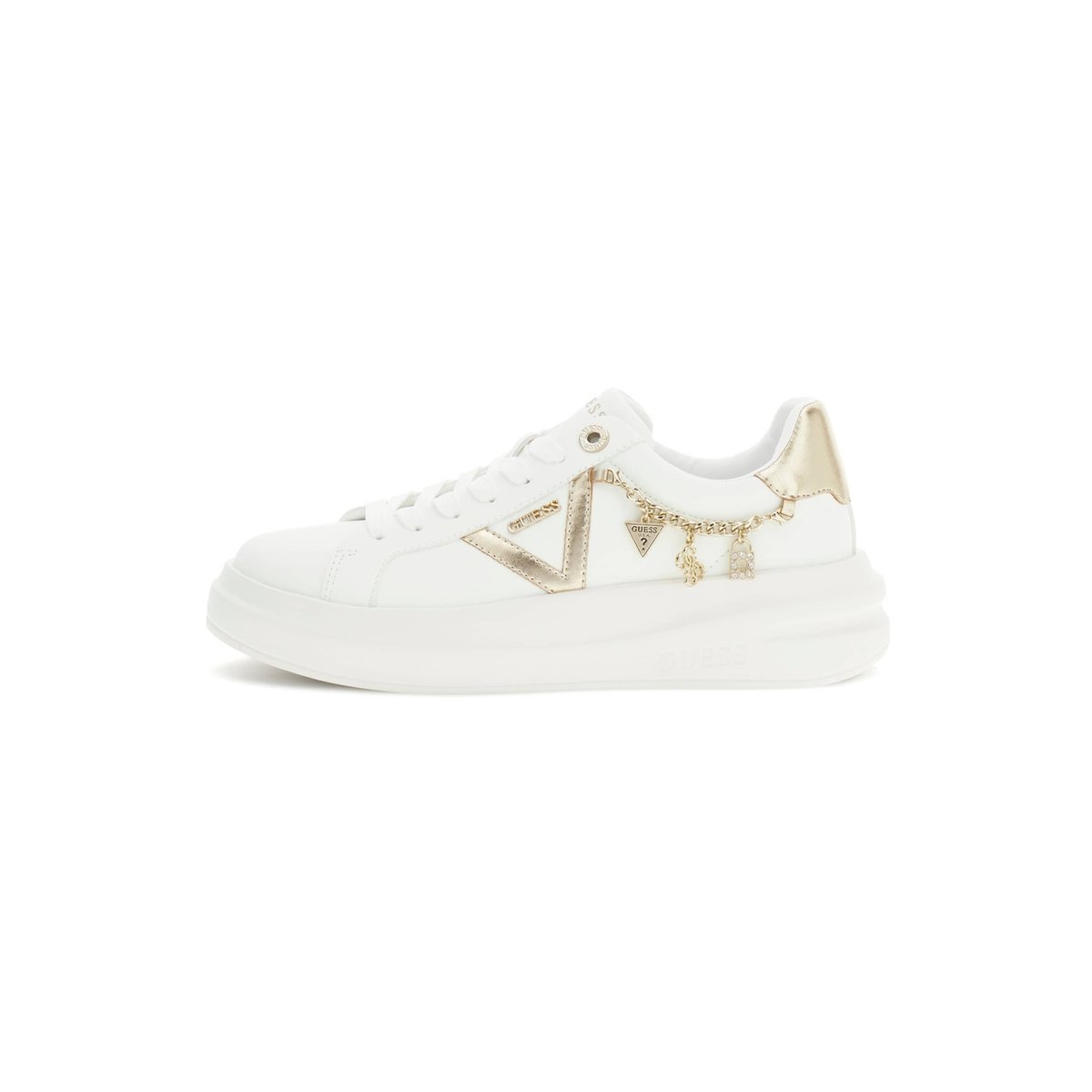 Baskets En Cuir Véritable Ebetts blanc multi, GUESS