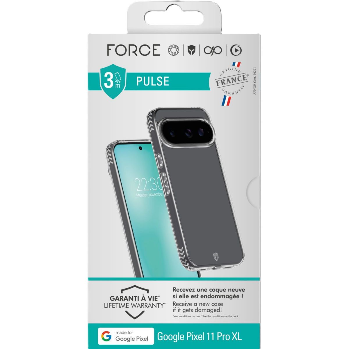 Coque Google Pixel 11 Pro XL Transparente PULS couleur unique, FORCE CASE