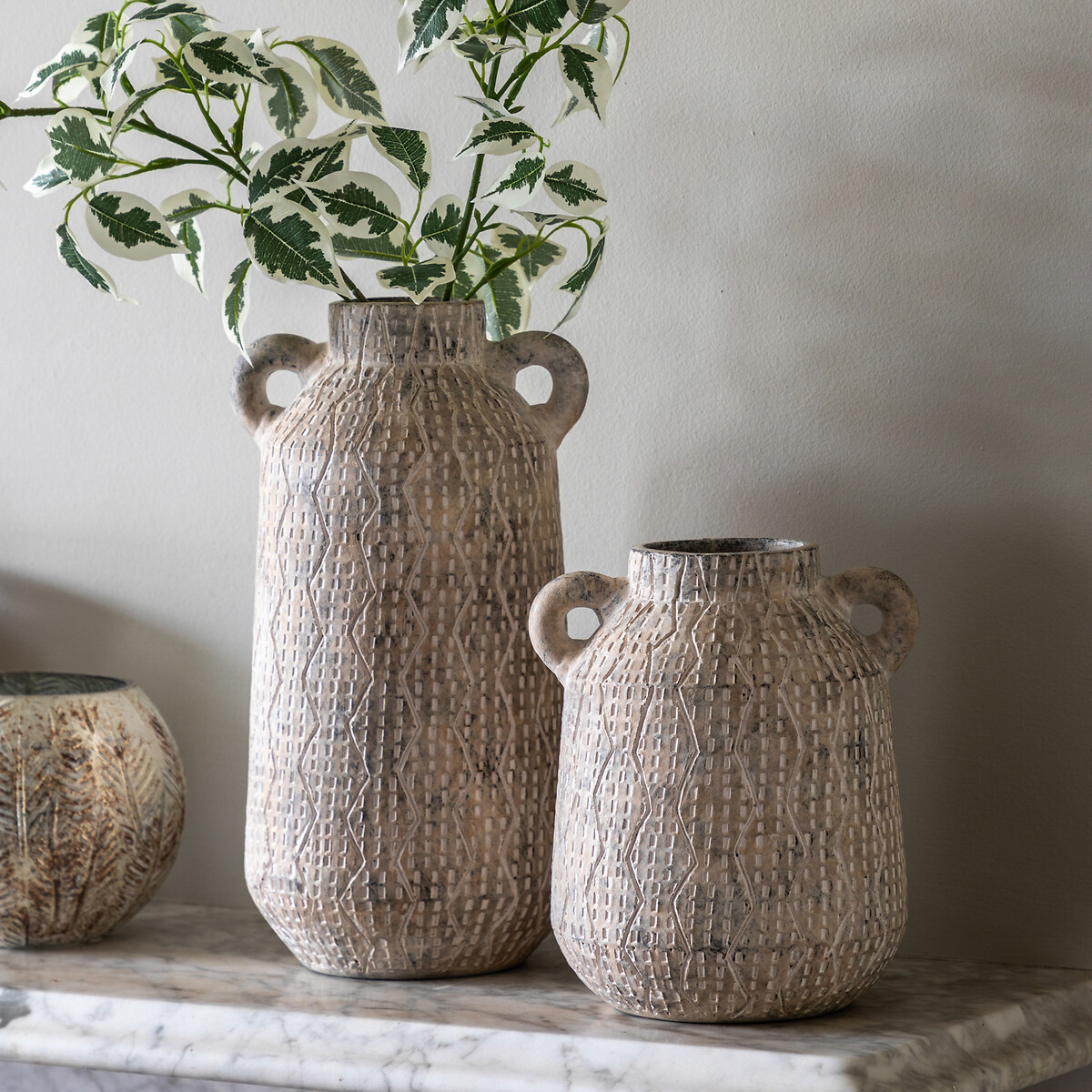 20cm Textured Earthenware Vase white, ÉDITÉ