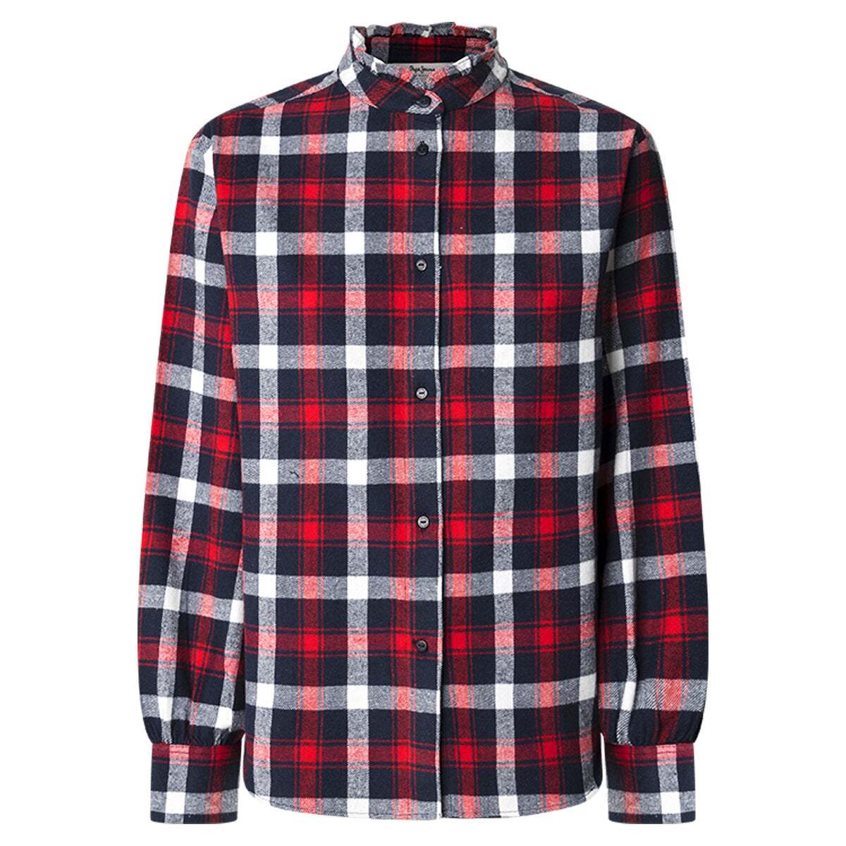 Blouse À Col Mao À Carreaux rouge, PEPE JEANS