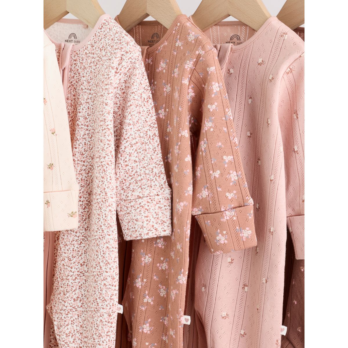 Dors-bien à zip double sens bébé, lot de 5 marron à imprimé petites fleurs, NEXT