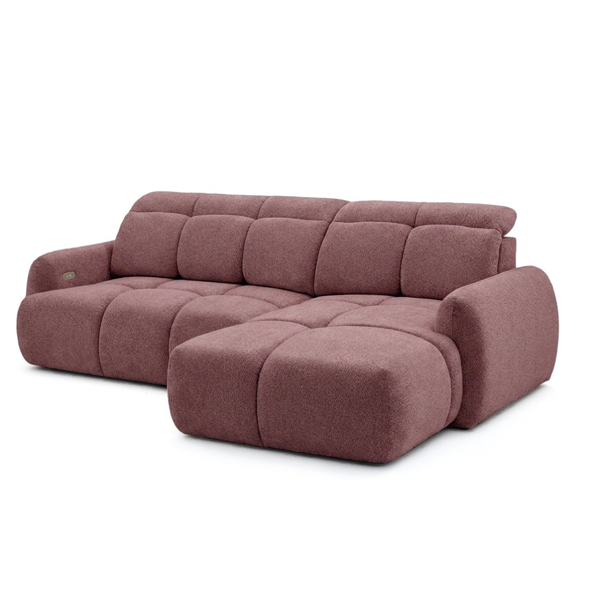 Canapé d'angle convertible 3 places en tissu chenille, RUBY rouge, BOBOCHIC