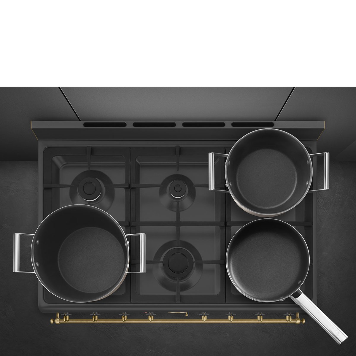 Piano de cuisson gaz 6 feux 90 cm anthracite, SMEG