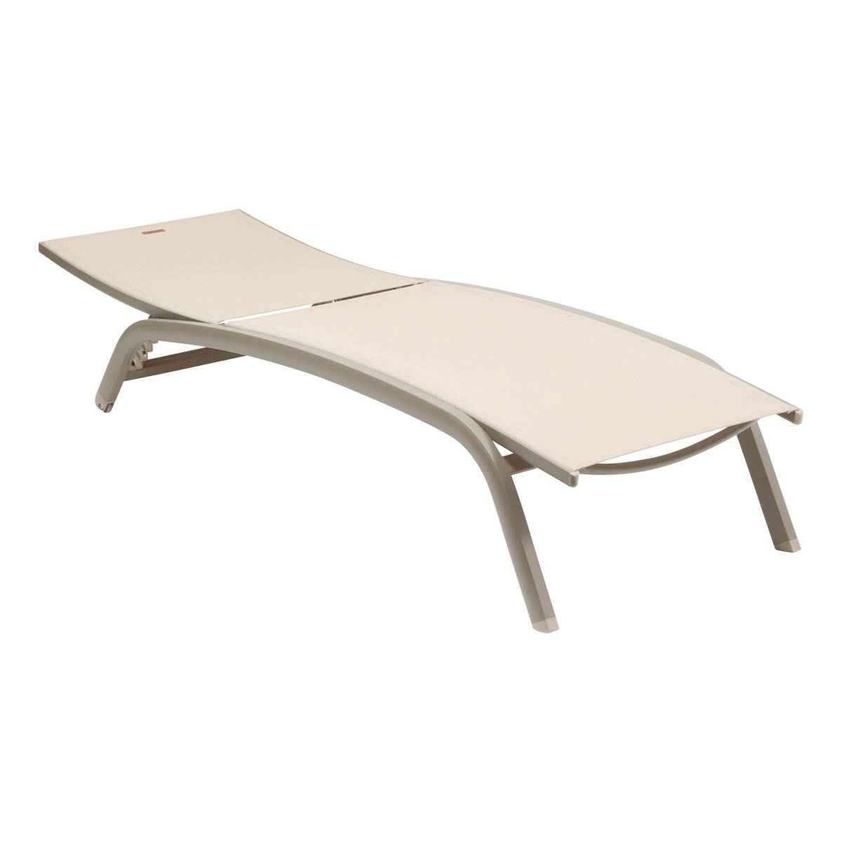 Transat de jardin en aluminium à roulettes 4 positions BONAO beige lin, HESPERIDE
