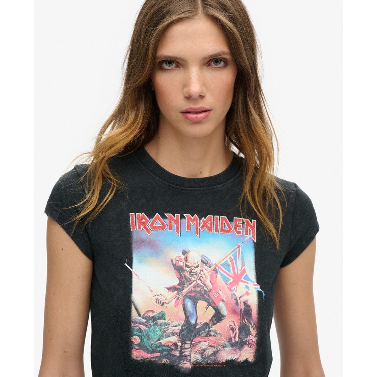 T-shirt à mancherons Iron Maiden x back in black intense, SUPERDRY
