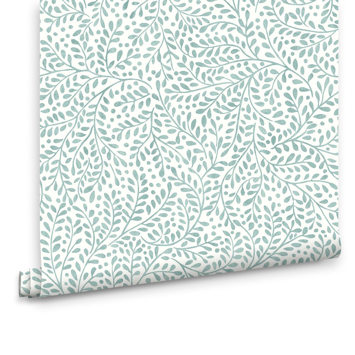 Papier peint fleurs en ribambelle bleu, JOULES