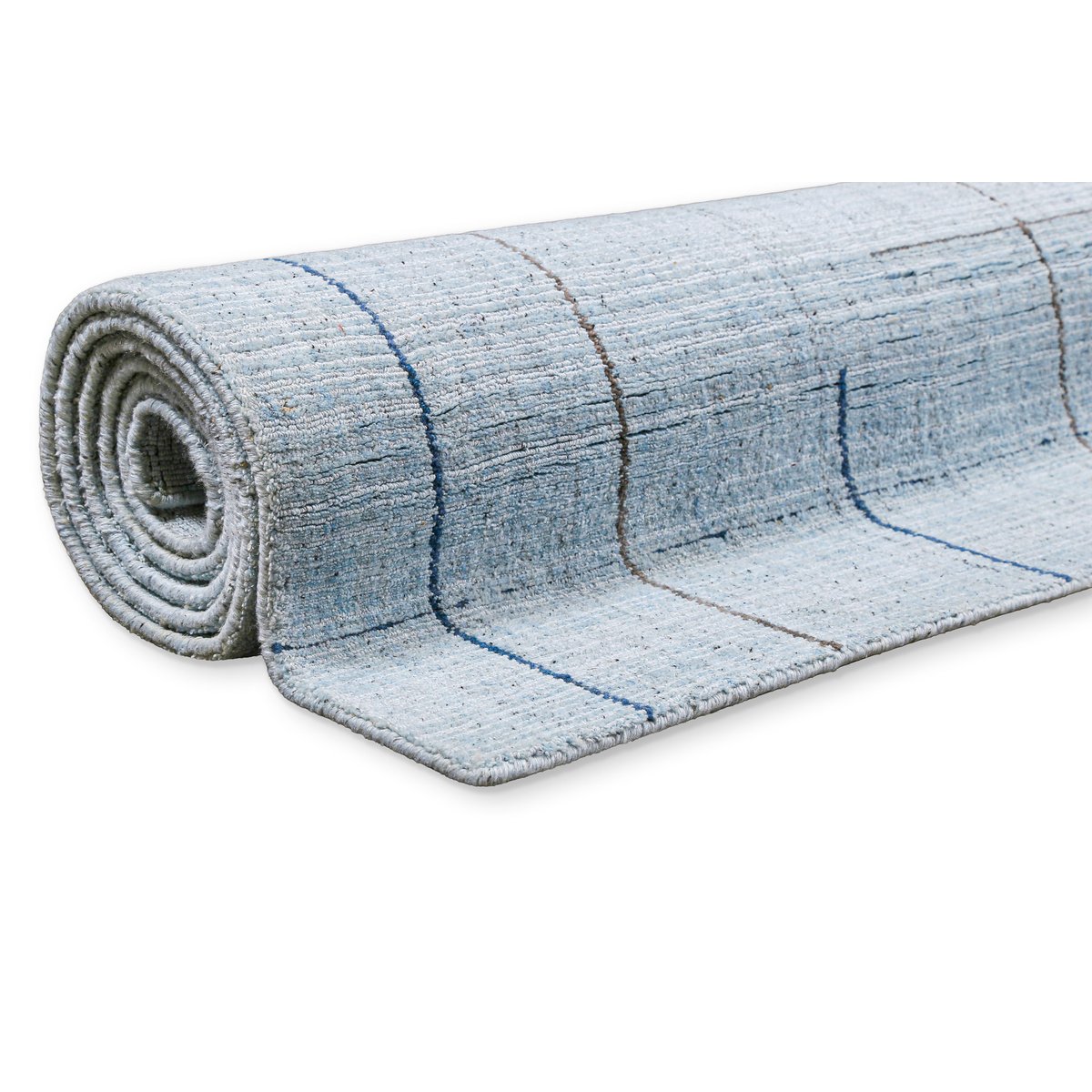 Tapis salon tissé main, laine et Tencel™ , Milly bleu clair, WECON HOME