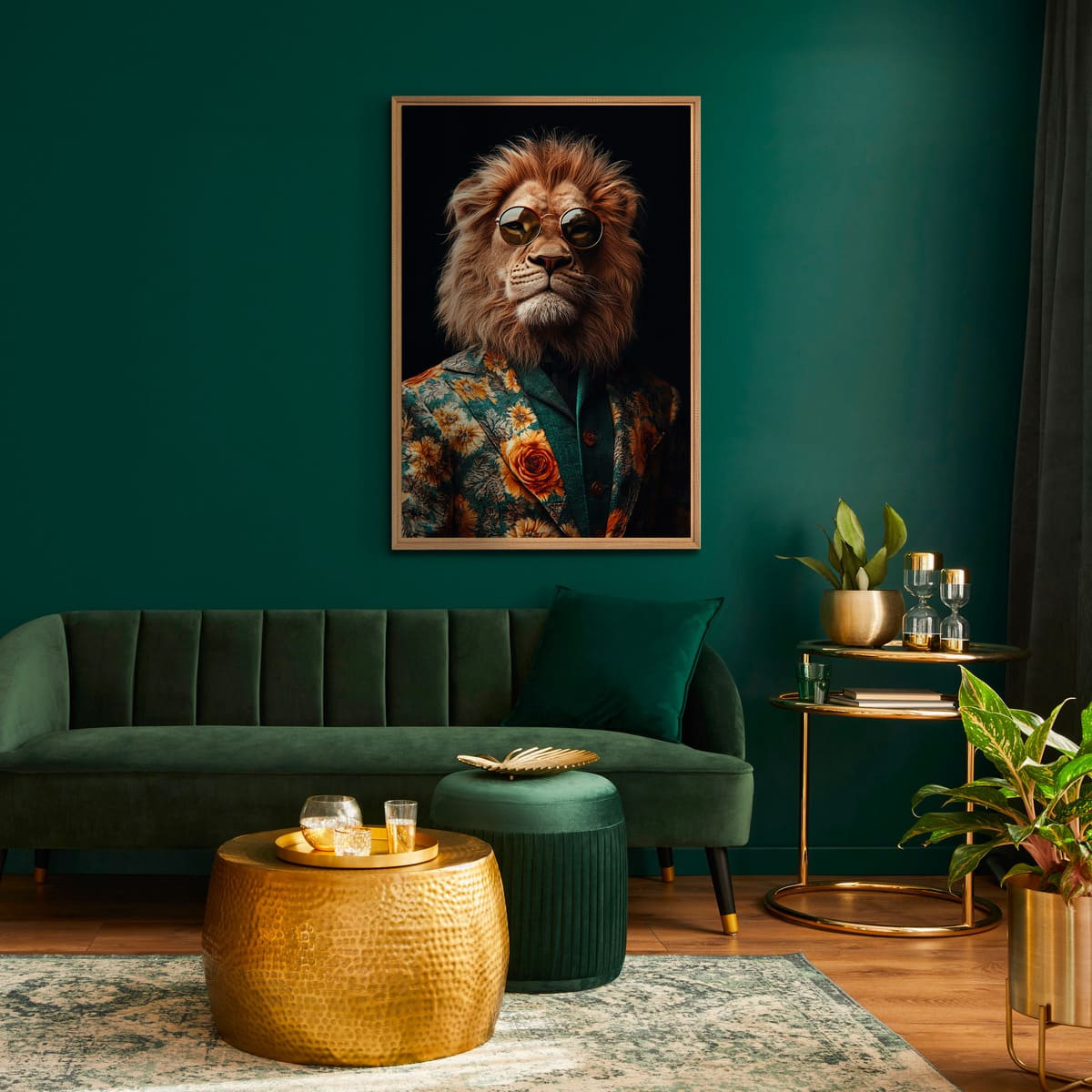 Tableau Mural Encadré Lion Stylé ANIMAUX HUMANISÉS multicolore-fibres de bois, CEANOTHE