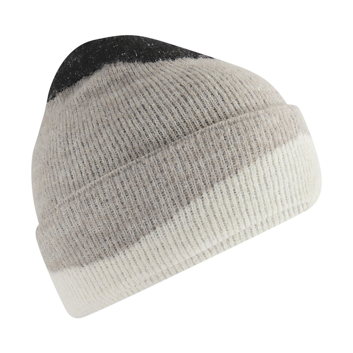 Bonnet motif/style ondulé noir / gris clair / blanc doux, BEECHFIELD