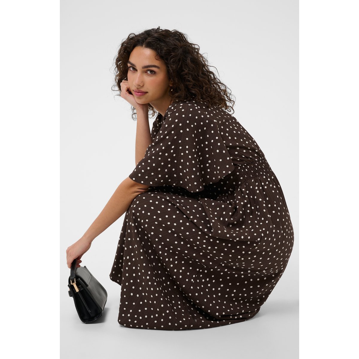 Robe marron coffee bean turtledove dot, KAFFE