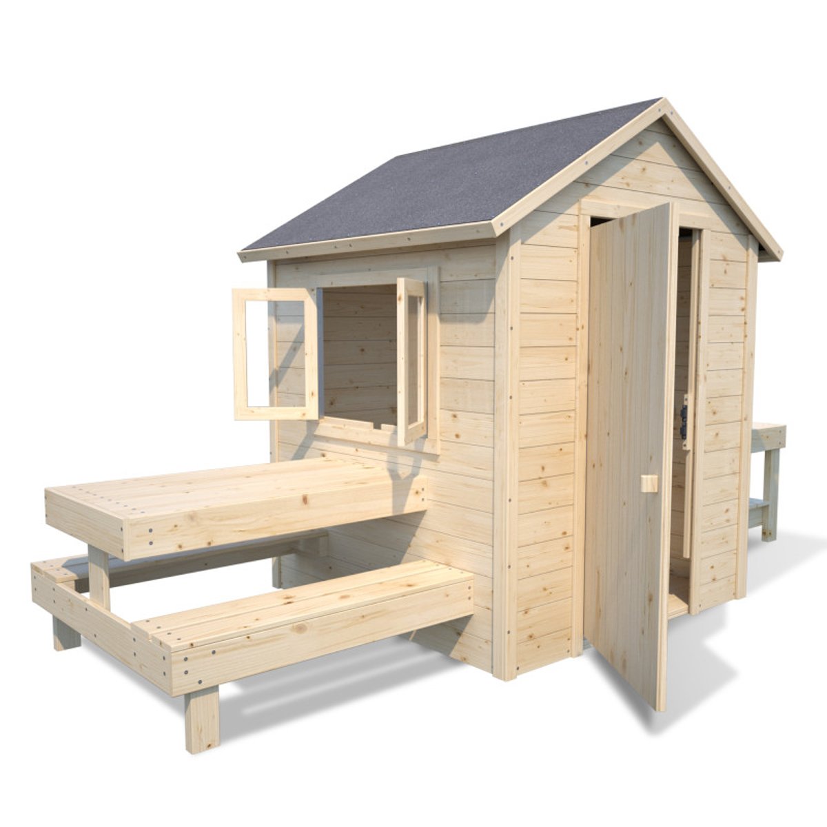 Cabane en bois enfant cuisine et table BLANCHE marron, SOULET
