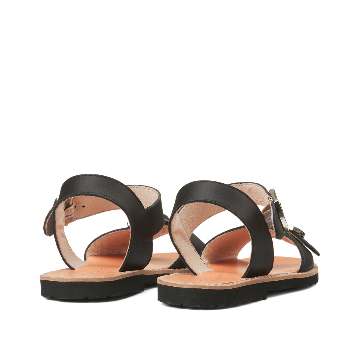 Sandales en cuir talon plat AVARCA BOUCLE LEOPARD noir, MINORQUINES